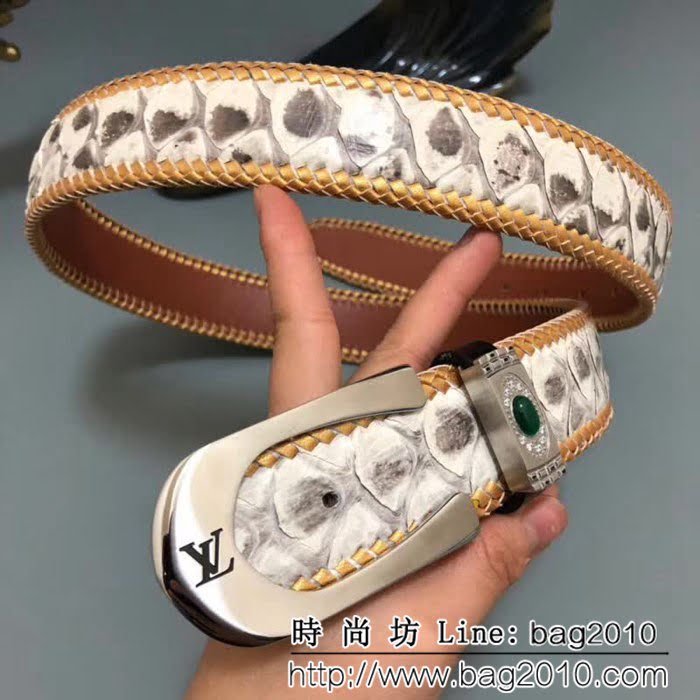 路易威登LV 蛇皮系列 印尼叢林蟒蛇皮 時尚高端男士皮帶 LHG1817